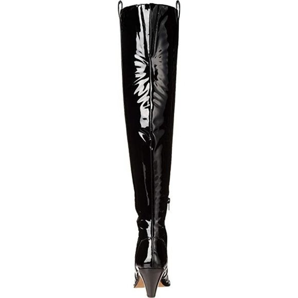 #22 Jessica Simpson Zeana2 Black Patent Over-the-Knee Western Pointed Toe Boots - Picture 3 of 5